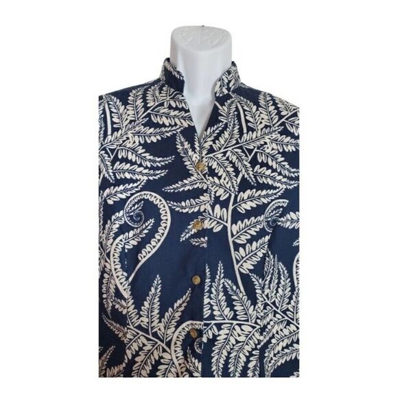 Tori Richard Hawaiian Camp Shirt Size Large Leaf Blue Button Up Short Sleeve - Picture 4 of 9